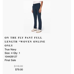 Lululemon On the Fly Pant (NEW)